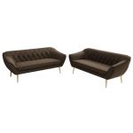 Zestaw PIRS 3+3 - brązowy, welwet - nóżki,  buk