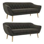 Zestaw PIRS 3+3 - ciemnoszary, welwet - nóżki,  buk