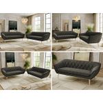 Zestaw PIRS 3+3 - ciemnoszary, welwet - nóżki,  buk