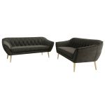 Zestaw PIRS 3+3 - ciemnoszary, welwet - nóżki,  buk