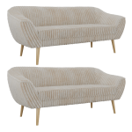 Zestaw PIRS 3+3 - beżowy, sztruks - nóżki,  buk