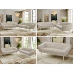 Zestaw PIRS 3+3 - beżowy, sztruks - nóżki,  buk