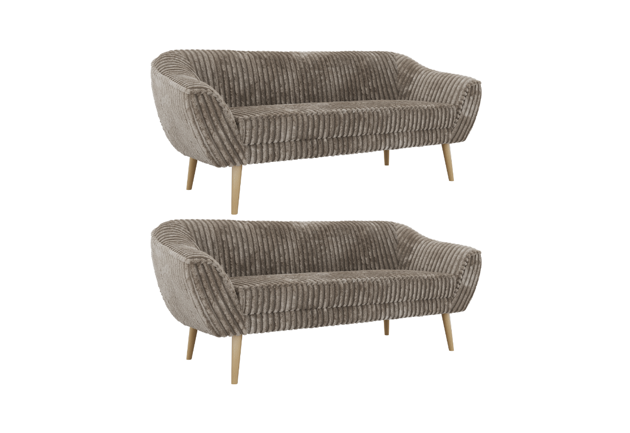 Zestaw PIRS 3+3 - jasnobrązowy, sztruks - nóżki,  buk