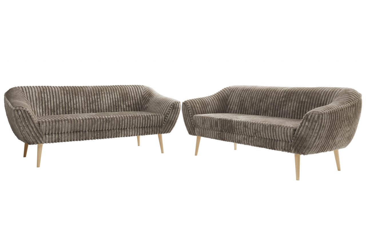 Zestaw PIRS 3+3 - jasnobrązowy, sztruks - nóżki,  buk