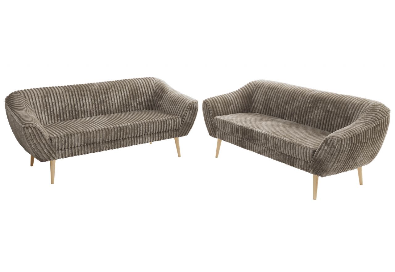 Zestaw PIRS 3+3 - jasnobrązowy, sztruks - nóżki,  buk