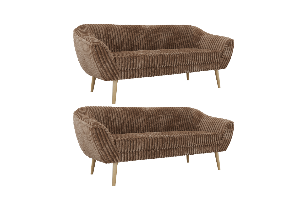 Zestaw PIRS 3+3 - brązowy, sztruks - nóżki,  buk