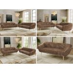 Zestaw PIRS 3+3 - brązowy, sztruks - nóżki,  buk