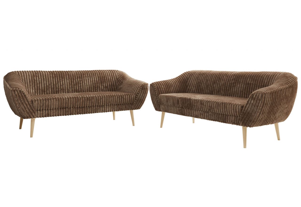 Zestaw PIRS 3+3 - brązowy, sztruks - nóżki,  buk