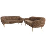 Zestaw PIRS 3+3 - brązowy, sztruks - nóżki,  buk