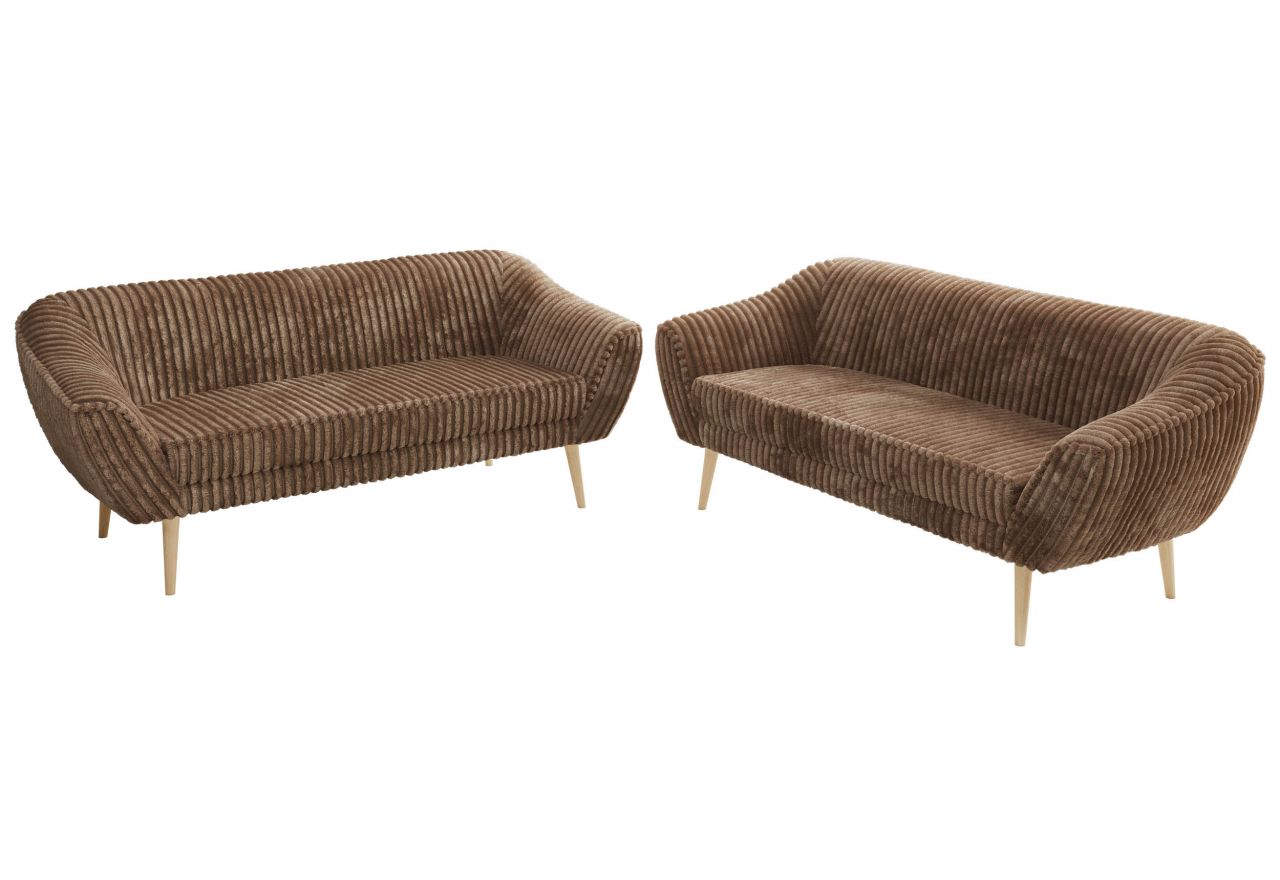 Zestaw PIRS 3+3 - brązowy, sztruks - nóżki,  buk