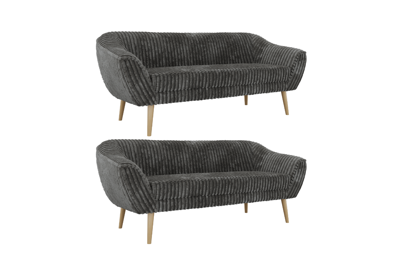 Zestaw PIRS 3+3 - szary, sztruks - nóżki,  buk