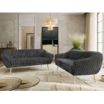 Zestaw PIRS 3+3 - szary, sztruks - nóżki,  buk