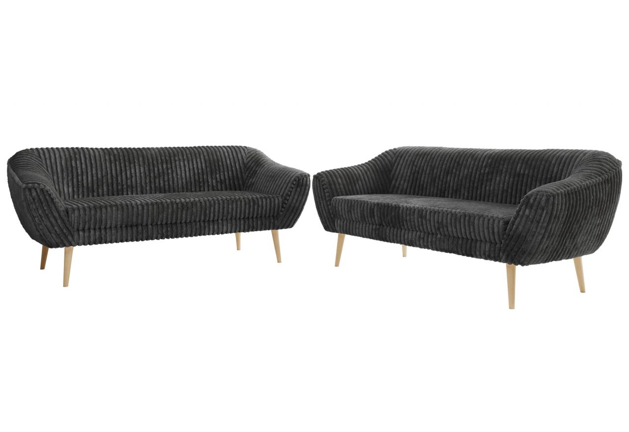 Zestaw PIRS 3+3 - szary, sztruks - nóżki,  buk