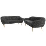 Zestaw PIRS 3+3 - szary, sztruks - nóżki,  buk