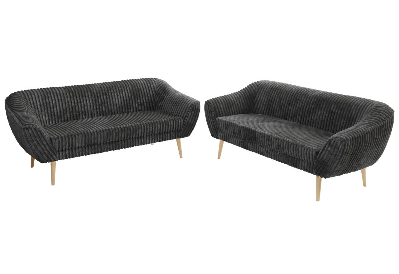 Zestaw PIRS 3+3 - szary, sztruks - nóżki,  buk