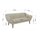 Zestaw PIRS 3+3 - kremowy, welwet - nóżki,  czarny