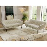 Zestaw PIRS 3+3 - kremowy, welwet - nóżki,  czarny