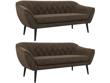 Zestaw PIRS 3+3 - brązowy, welwet - nóżki,  czarny