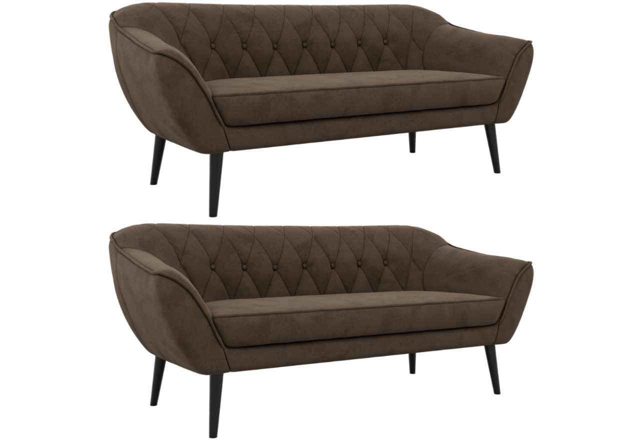 Zestaw PIRS 3+3 - brązowy, welwet - nóżki,  czarny