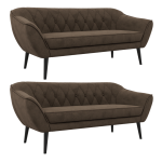 Zestaw PIRS 3+3 - brązowy, welwet - nóżki,  czarny