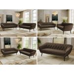 Zestaw PIRS 3+3 - brązowy, welwet - nóżki,  czarny