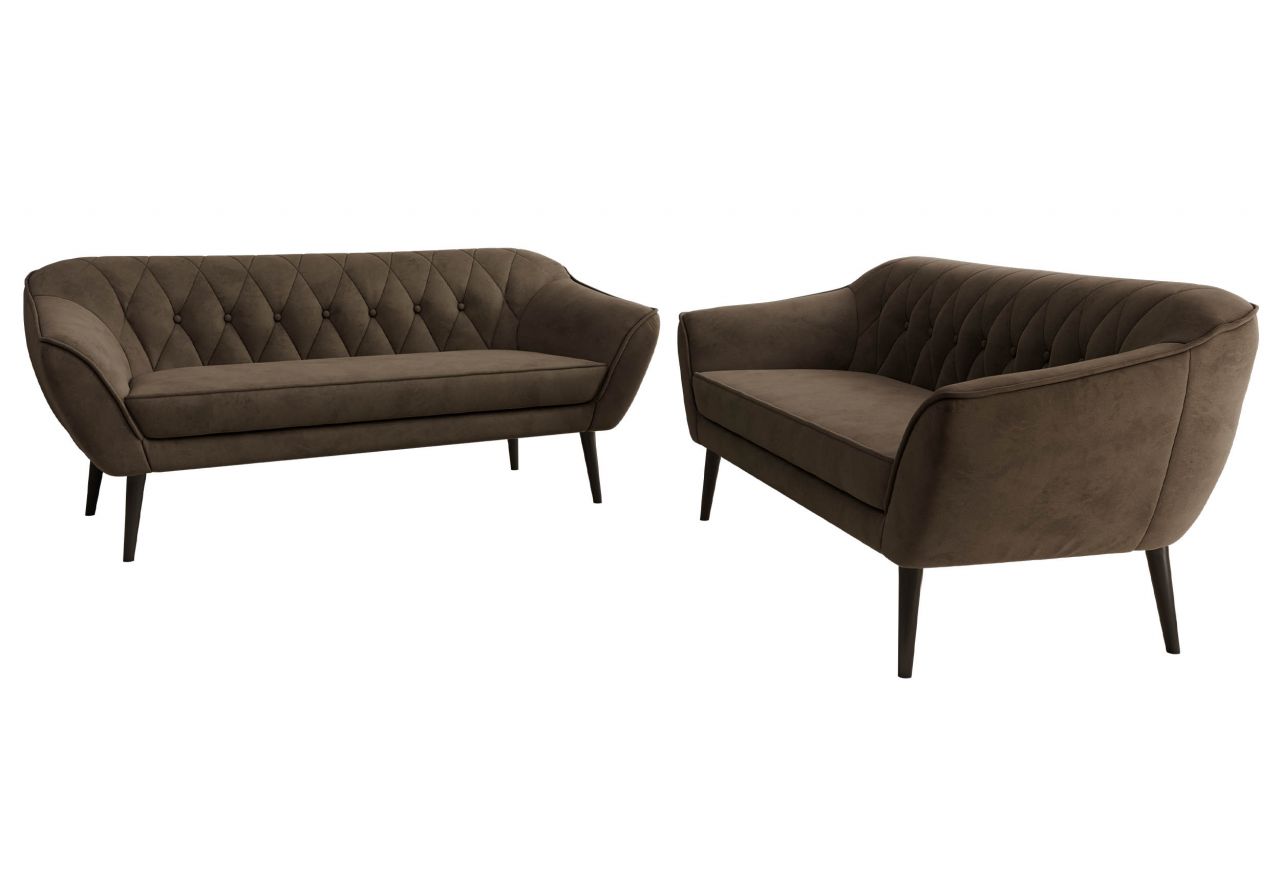 Zestaw PIRS 3+3 - brązowy, welwet - nóżki,  czarny