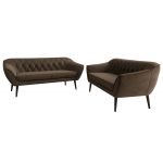 Zestaw PIRS 3+3 - brązowy, welwet - nóżki,  czarny