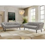 Zestaw PIRS 3+3 - jasnoszary, welwet - nóżki,  czarny