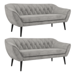 Zestaw PIRS 3+3 - jasnoszary, welwet - nóżki,  czarny