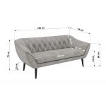 Zestaw PIRS 3+3 - jasnoszary, welwet - nóżki,  czarny