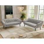 Zestaw PIRS 3+3 - jasnoszary, welwet - nóżki,  czarny