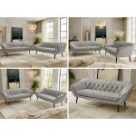 Zestaw PIRS 3+3 - jasnoszary, welwet - nóżki,  czarny