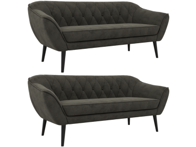 Zestaw PIRS 3+3 - ciemnoszary, welwet - nóżki,  czarny