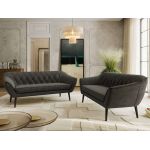 Zestaw PIRS 3+3 - ciemnoszary, welwet - nóżki,  czarny