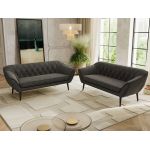 Zestaw PIRS 3+3 - ciemnoszary, welwet - nóżki,  czarny