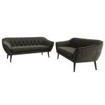 Zestaw PIRS 3+3 - ciemnoszary, welwet - nóżki,  czarny