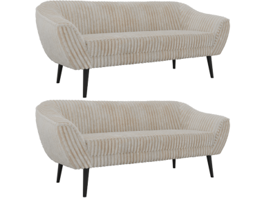 Zestaw PIRS 3+3 - beżowy, sztruks - nóżki,  czarny