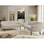 Zestaw PIRS 3+3 - beżowy, sztruks - nóżki,  czarny