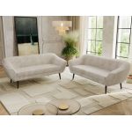 Zestaw PIRS 3+3 - beżowy, sztruks - nóżki,  czarny