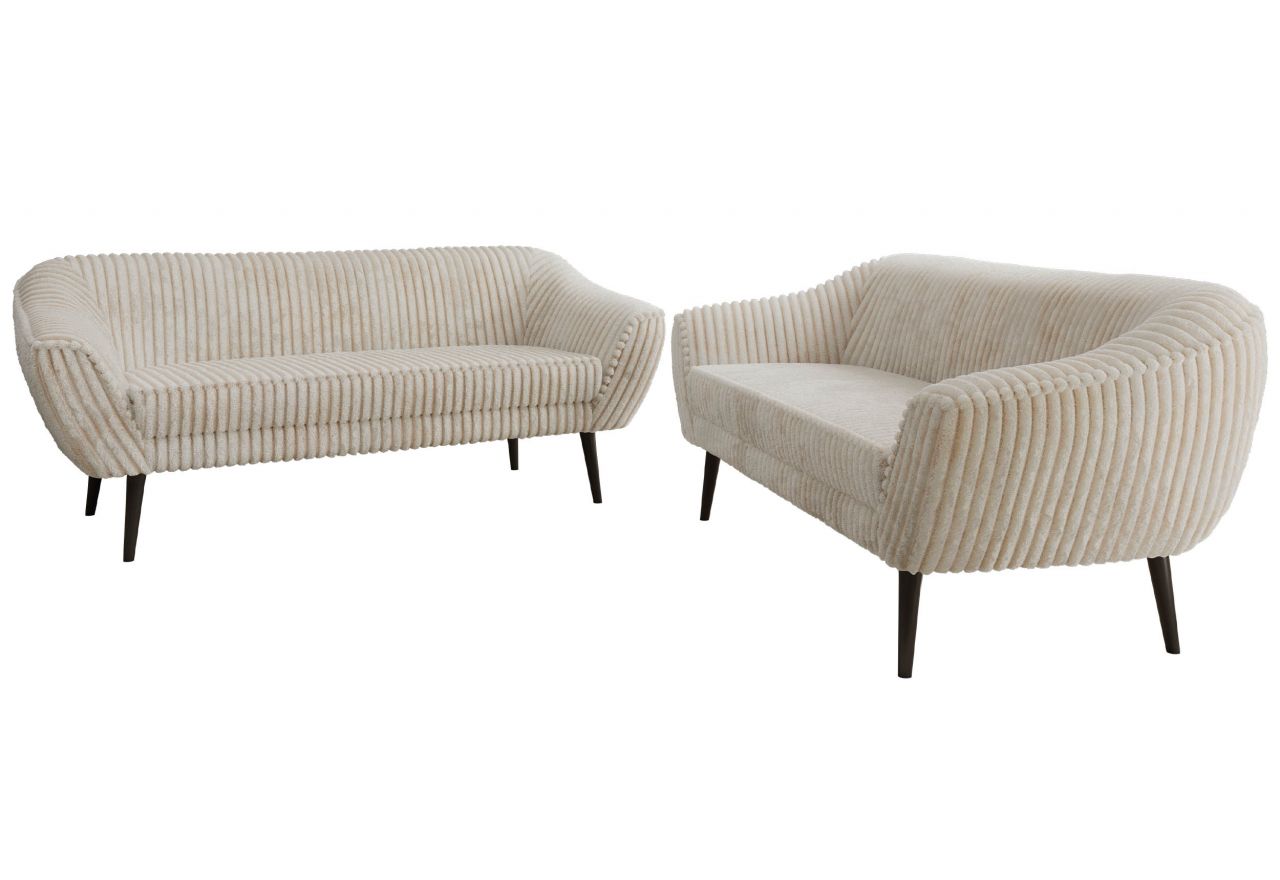 Zestaw PIRS 3+3 - beżowy, sztruks - nóżki,  czarny