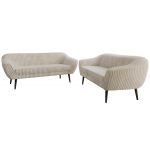 Zestaw PIRS 3+3 - beżowy, sztruks - nóżki,  czarny