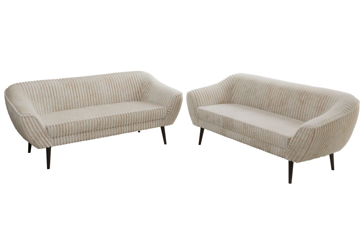 Zestaw PIRS 3+3 - beżowy, sztruks - nóżki,  czarny