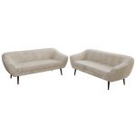 Zestaw PIRS 3+3 - beżowy, sztruks - nóżki,  czarny