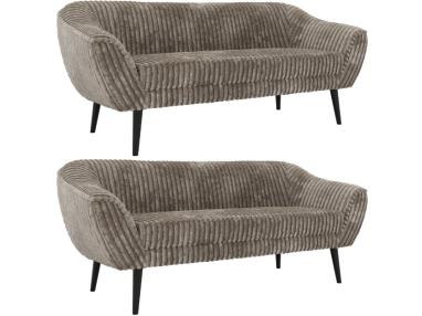 Zestaw PIRS 3+3 - jasnobrązowy, sztruks - nóżki,  czarny