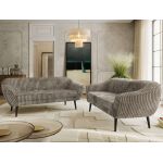 Zestaw PIRS 3+3 - jasnobrązowy, sztruks - nóżki,  czarny