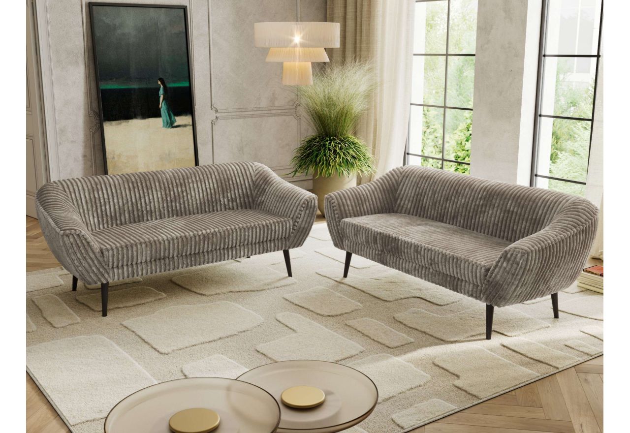 Zestaw PIRS 3+3 - jasnobrązowy, sztruks - nóżki,  czarny