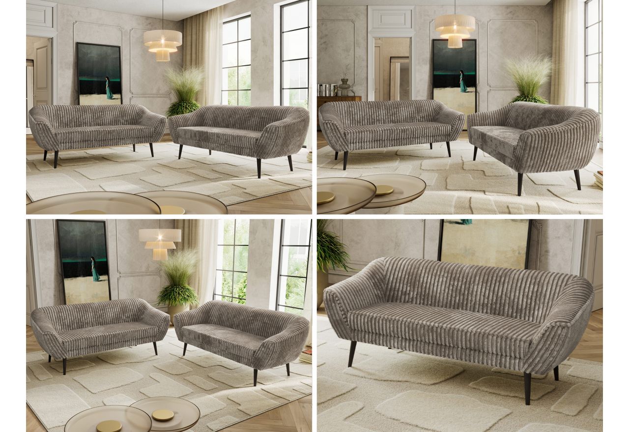 Zestaw PIRS 3+3 - jasnobrązowy, sztruks - nóżki,  czarny