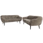 Zestaw PIRS 3+3 - jasnobrązowy, sztruks - nóżki,  czarny