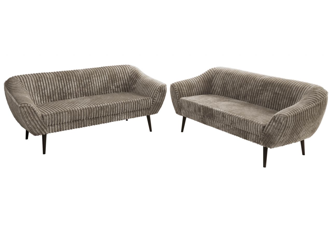 Zestaw PIRS 3+3 - jasnobrązowy, sztruks - nóżki,  czarny