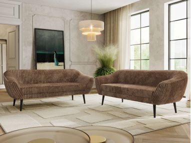 Zestaw PIRS 3+3 - brązowy, sztruks - nóżki,  czarny